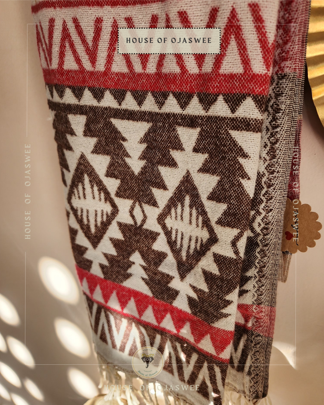 Himachali  Shawls Pattern - Brown-Pink