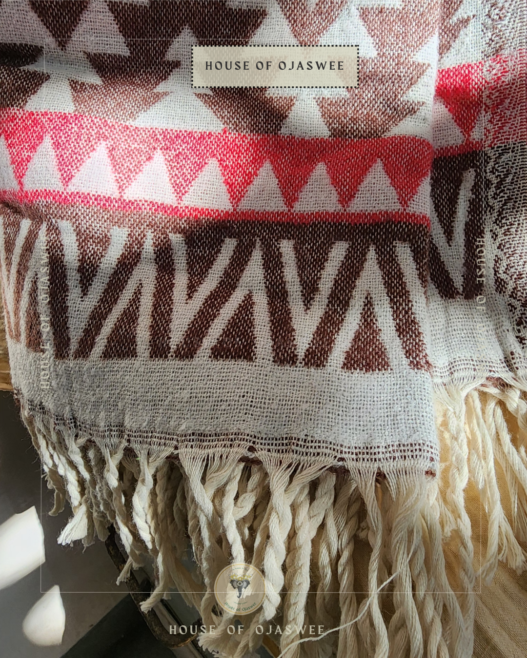 Himachali  Shawls Pattern - Brown-Pink