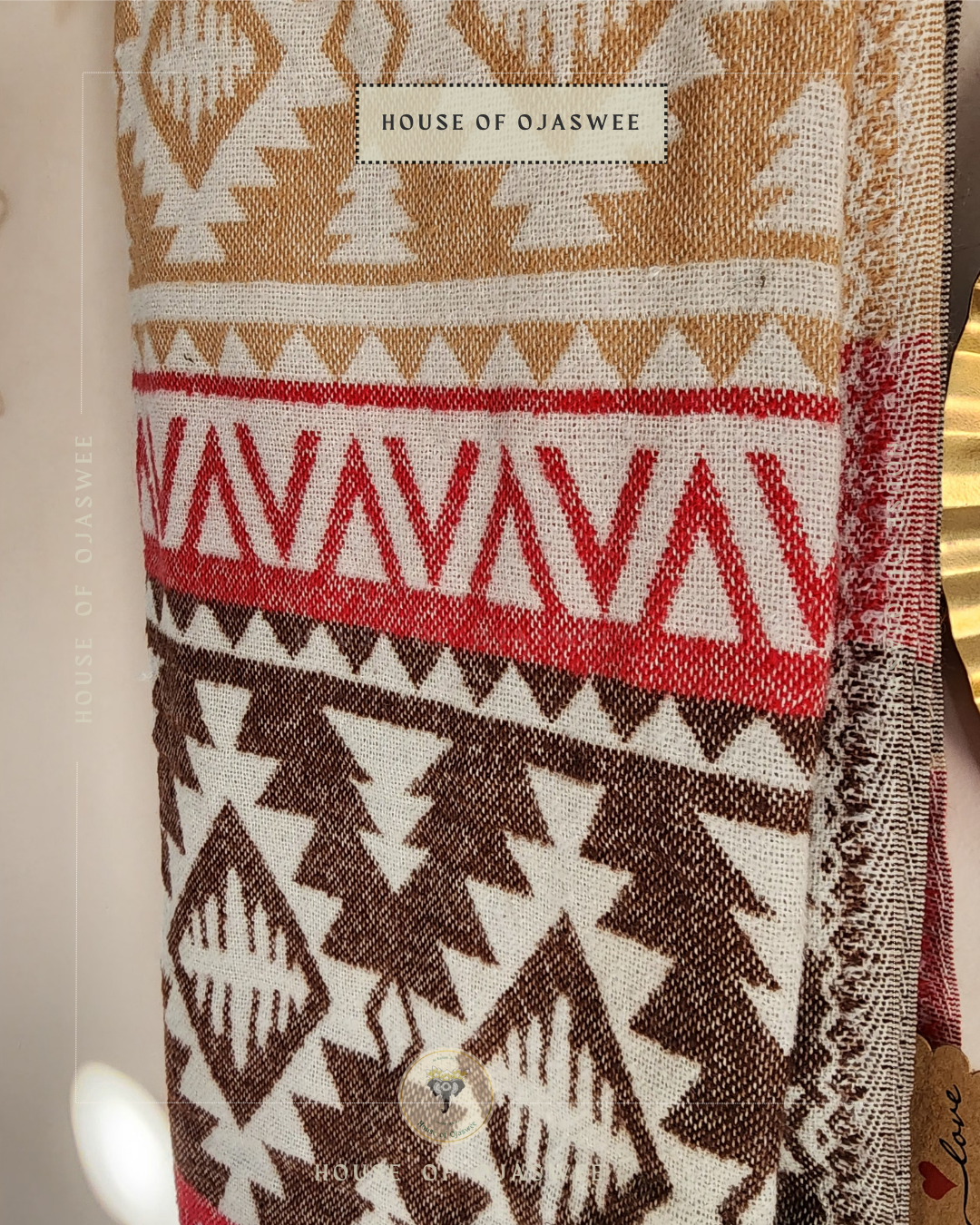 Himachali  Shawls Pattern - Brown-Pink