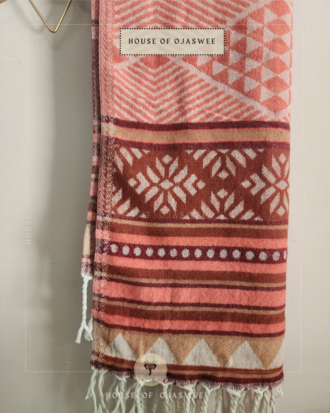 Himachali  Shawls Pattern - Brown-Pink