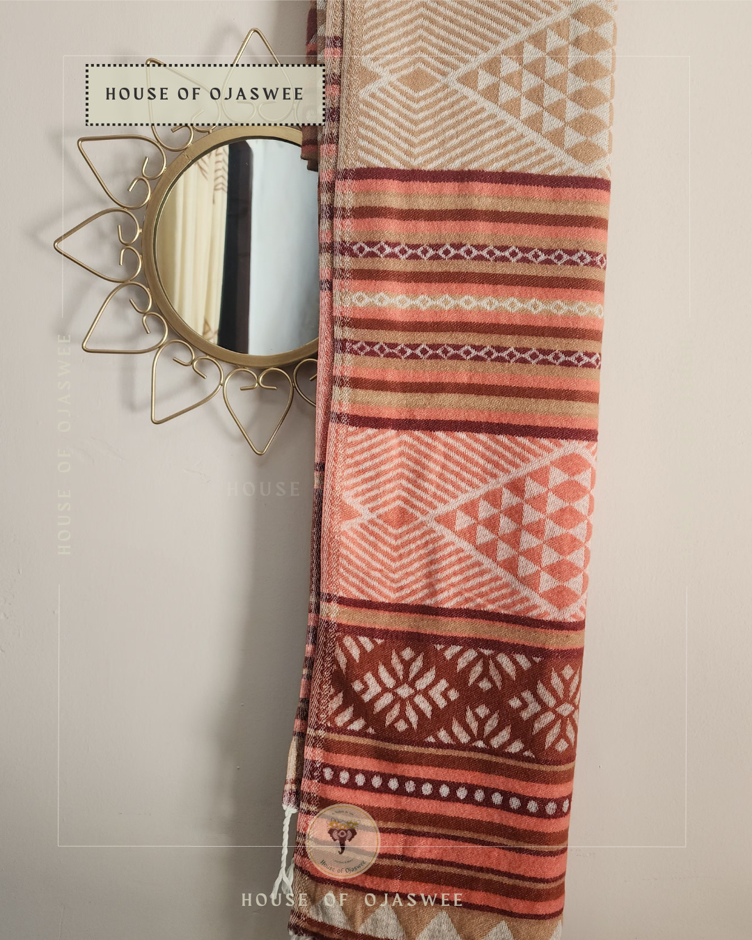 Himachali  Shawls Pattern - Brown-Pink