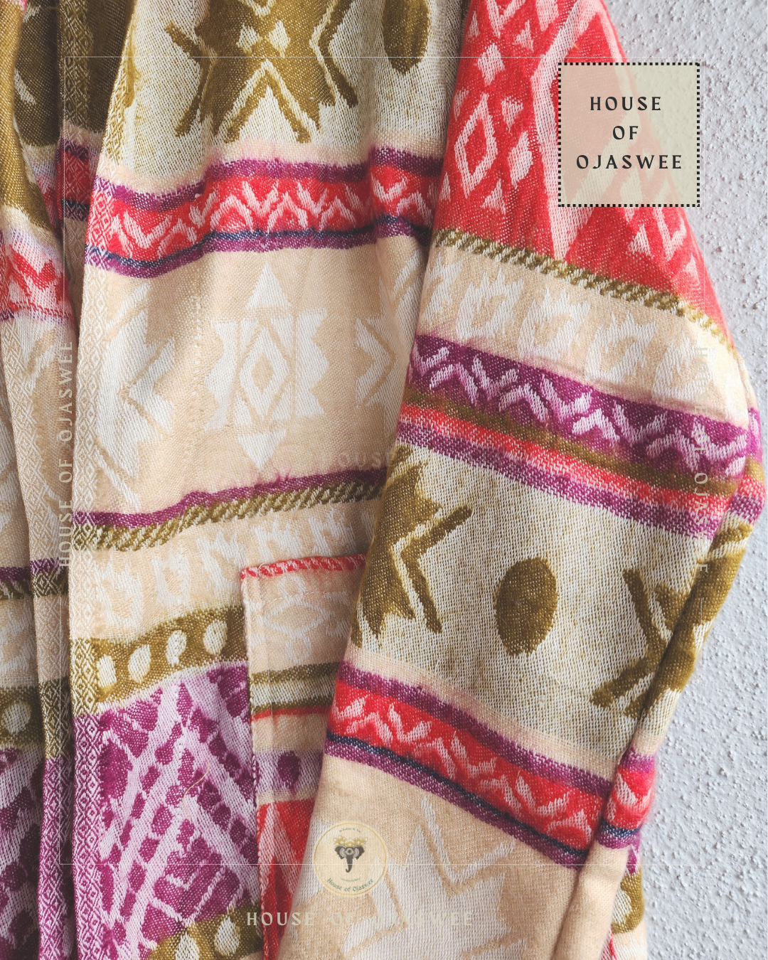 Himachali Shrugs - Pattern (Pink - Brown)