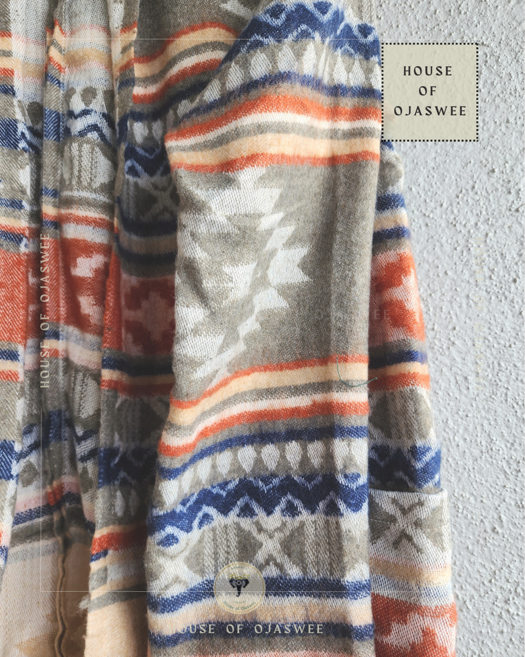 Himachali Shrugs Pattern (Grey - Blue)