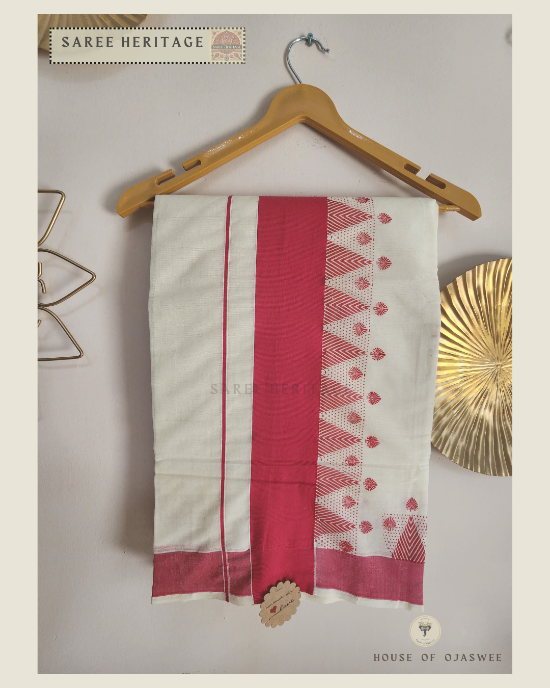 Saree - Pink / White