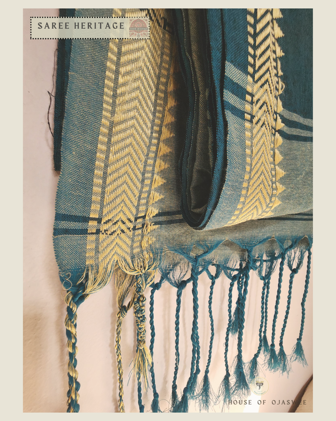 Saree - Green Golden border