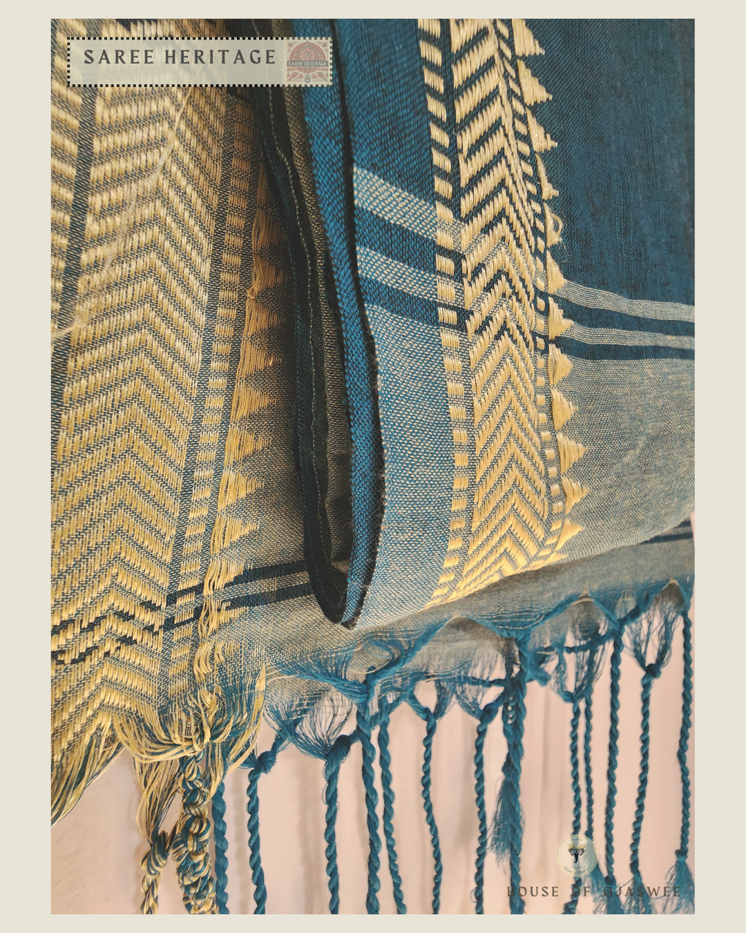 Saree - Green Golden border