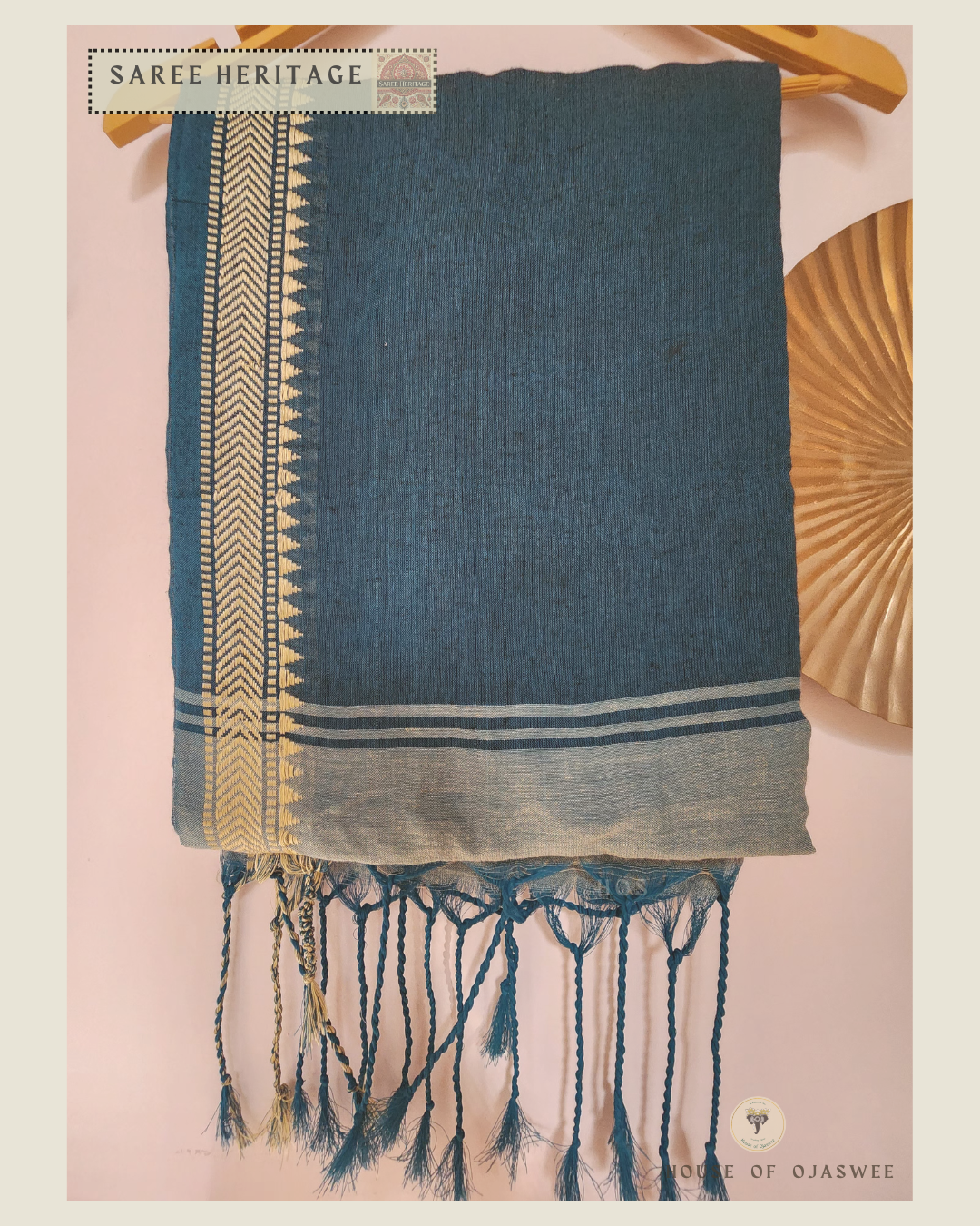 Saree - Green Golden border