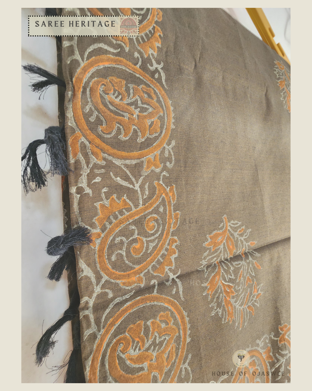 Saree - Brown Orange print