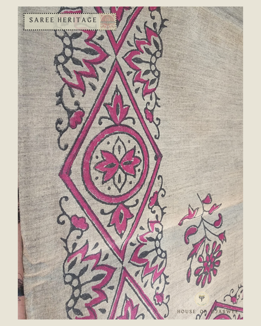 Saree - Grey Red Print