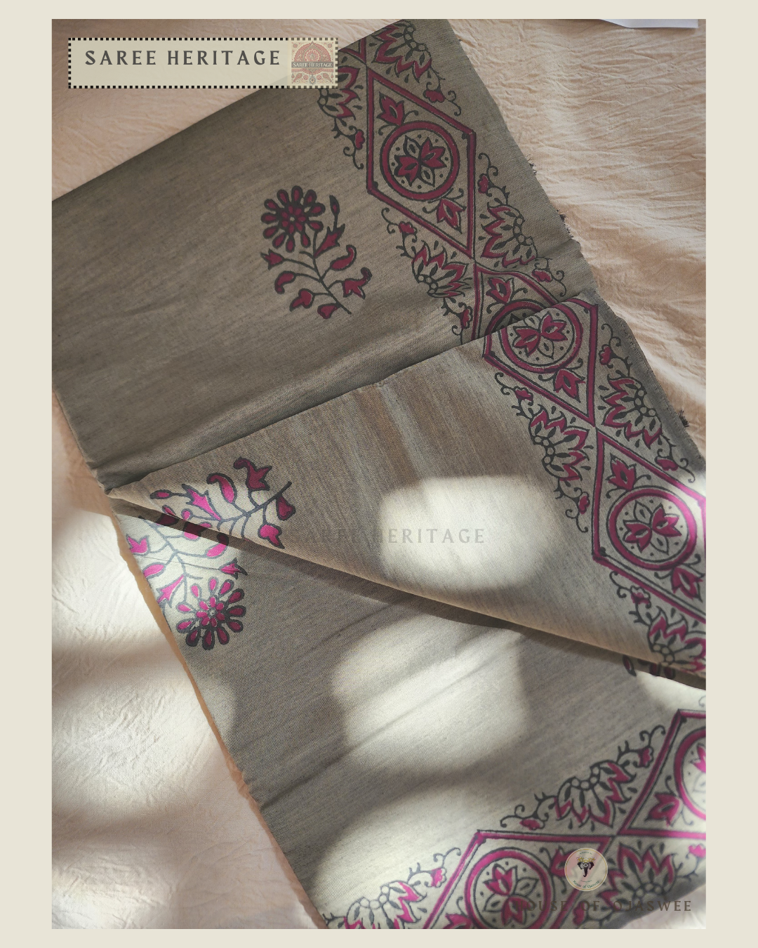 Saree - Grey Red Print
