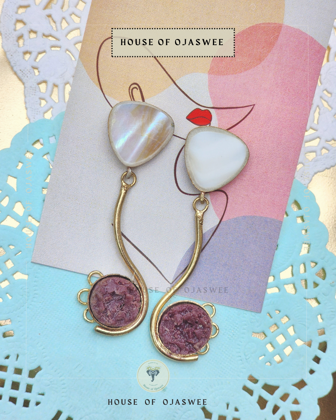 Matte Earrings - Druzy Stone