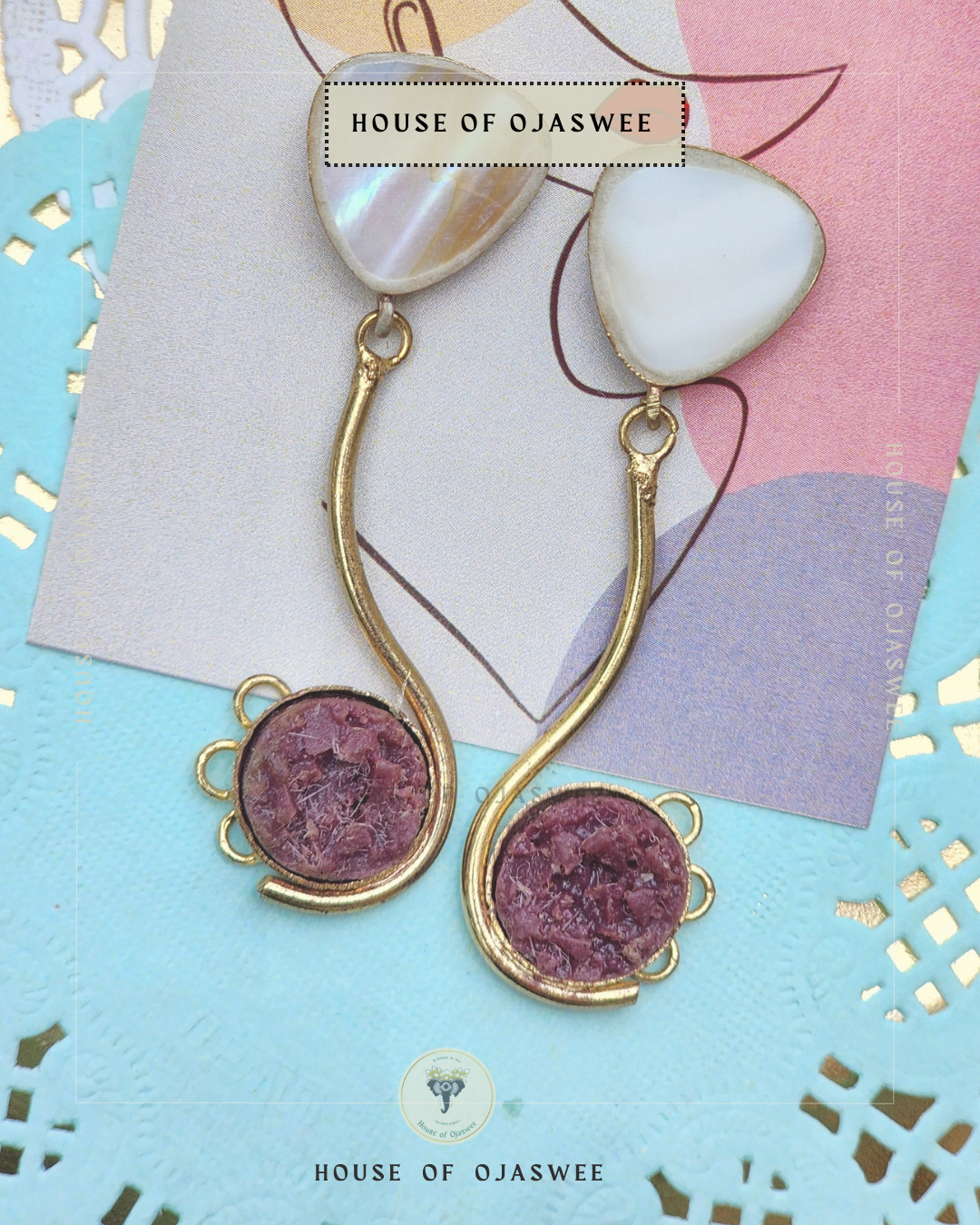Matte Earrings - Druzy Stone