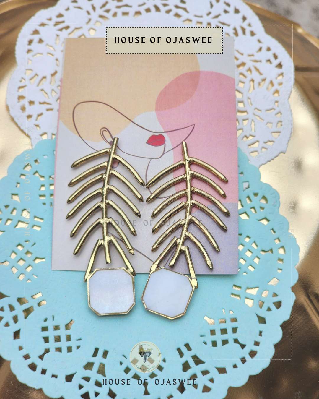Matte Earrings - Feather (White)