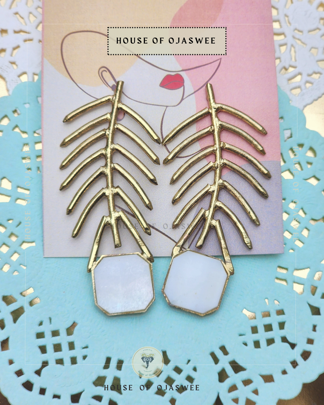 Matte Earrings - Feather (White)