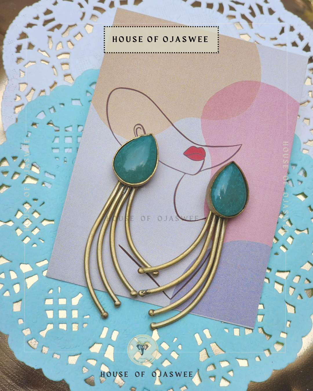 Matte Earrings - Drop Whisker (Turquoise)