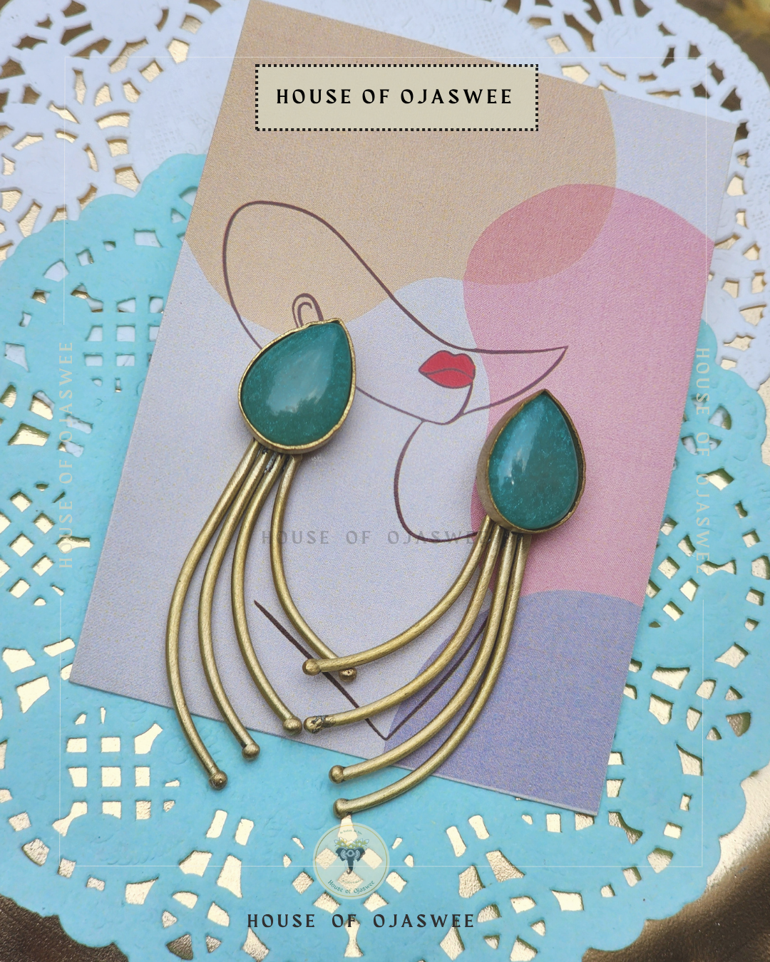 Matte Earrings - Drop Whisker (Turquoise)