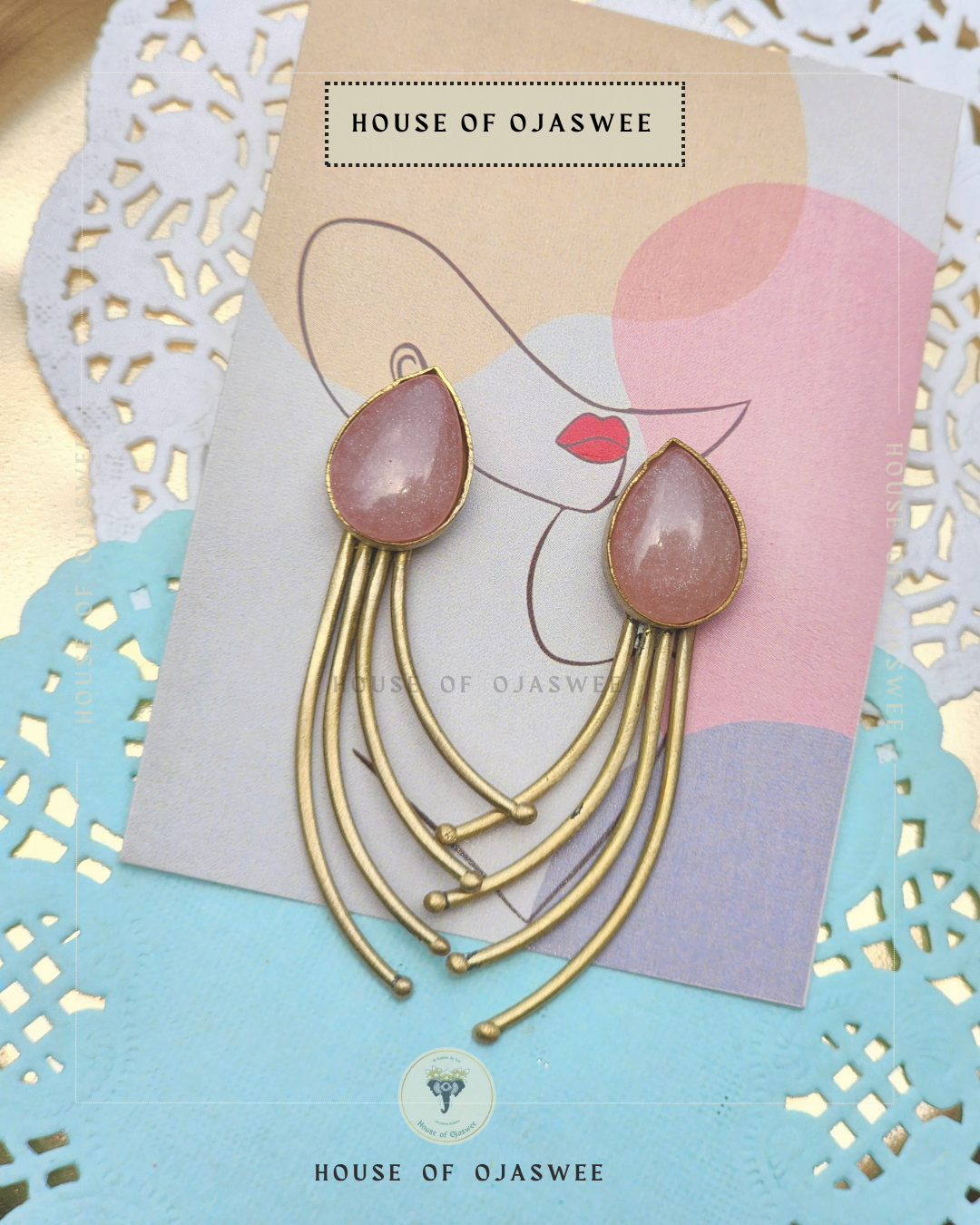 Matte Earrings - Drop Whiskers (Pink)