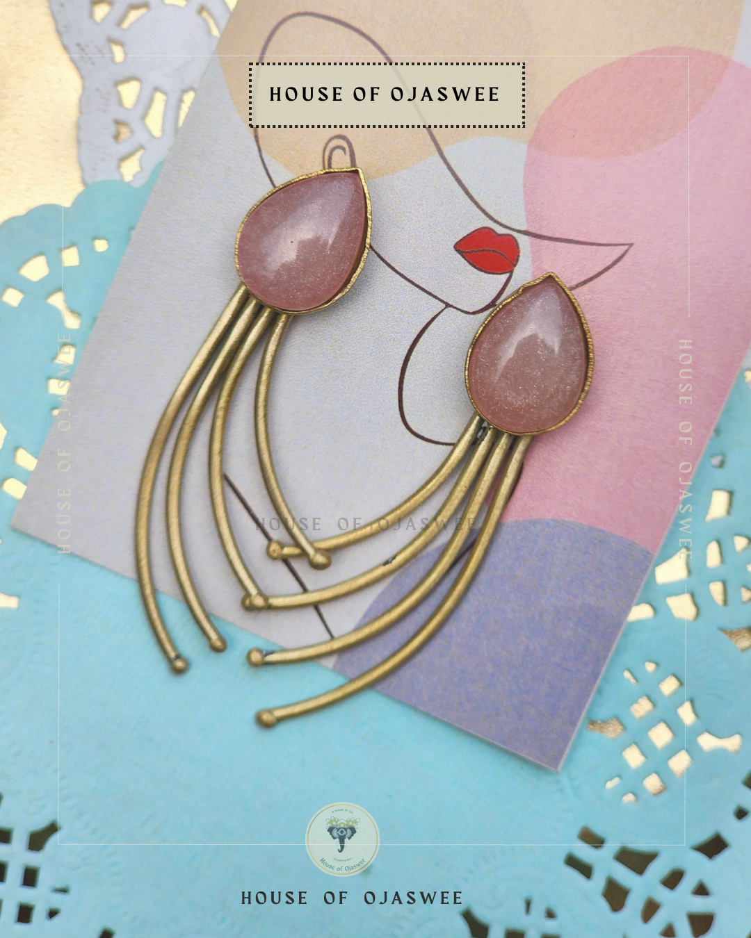 Matte Earrings - Drop Whiskers (Pink)