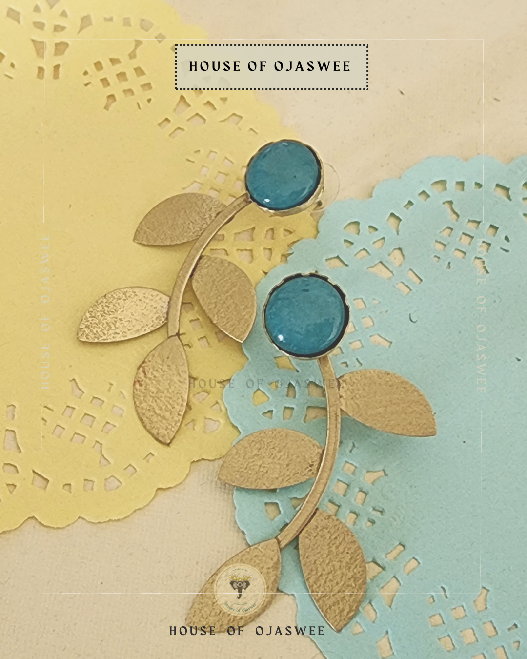 Matte Earrings - Leaf (Turquoise)