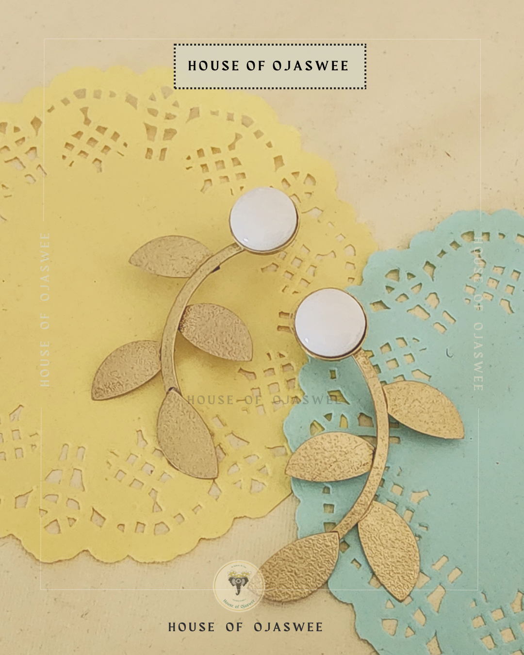 Matte Earrings - Leaf (White)