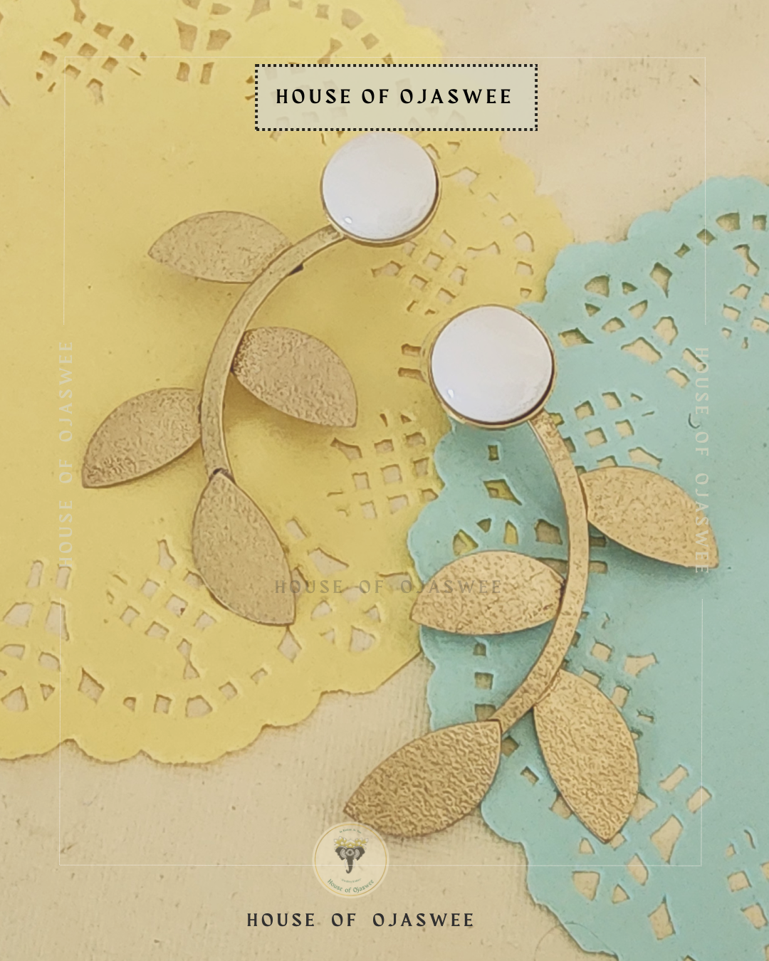 Matte Earrings - Leaf (White)