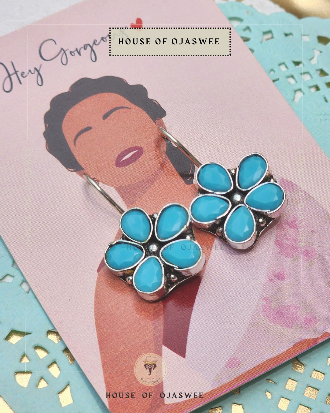 German Silver Earrings - Turquoise