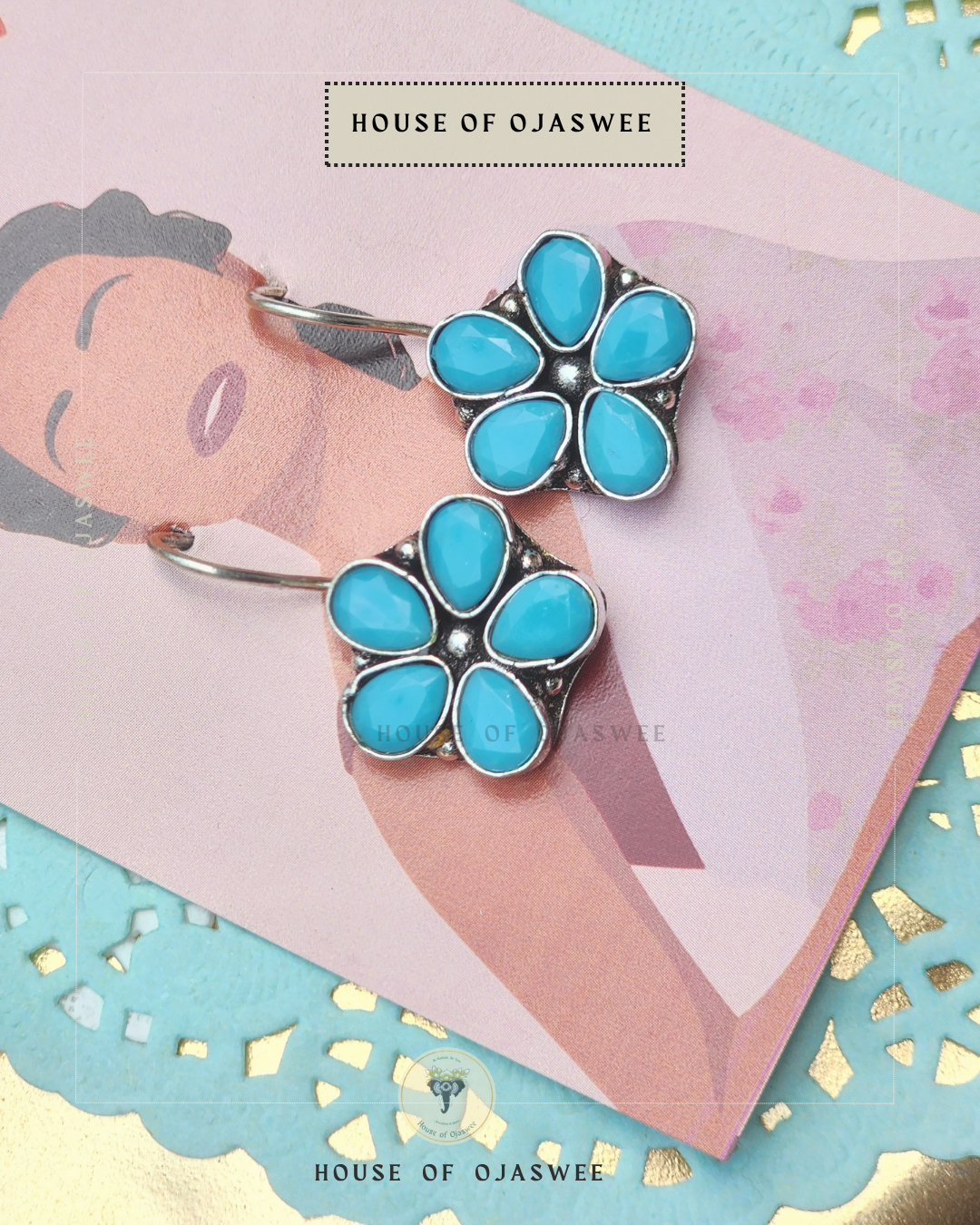 German Silver Earrings - Turquoise