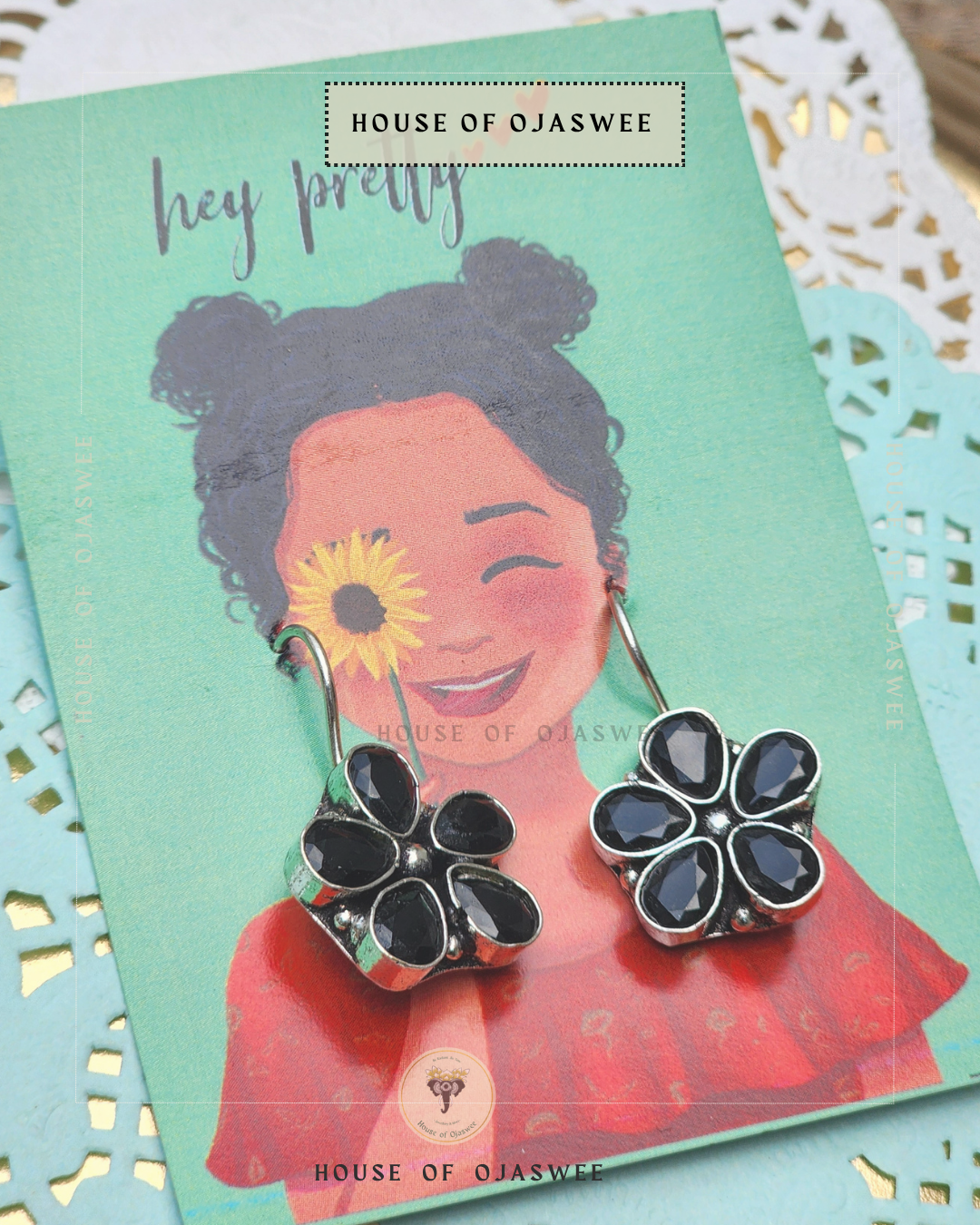 German Silver Earrings - Black