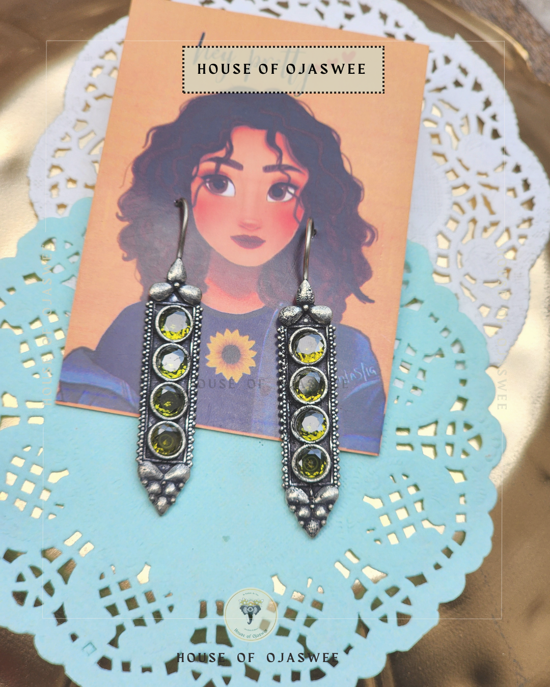 Oxidized Earrings - Yellow
