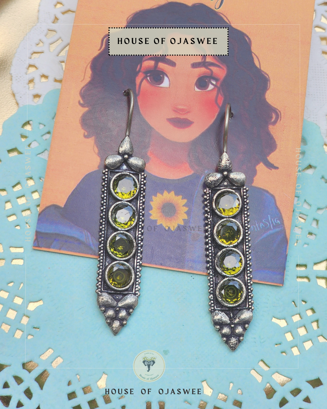 Oxidized Earrings - Yellow