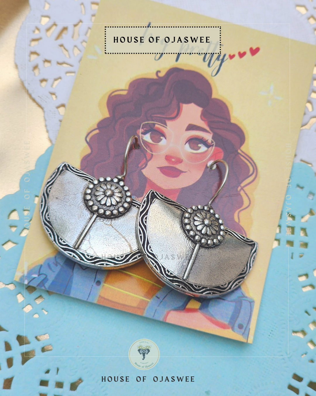 Oxidized Earrings semi circle
