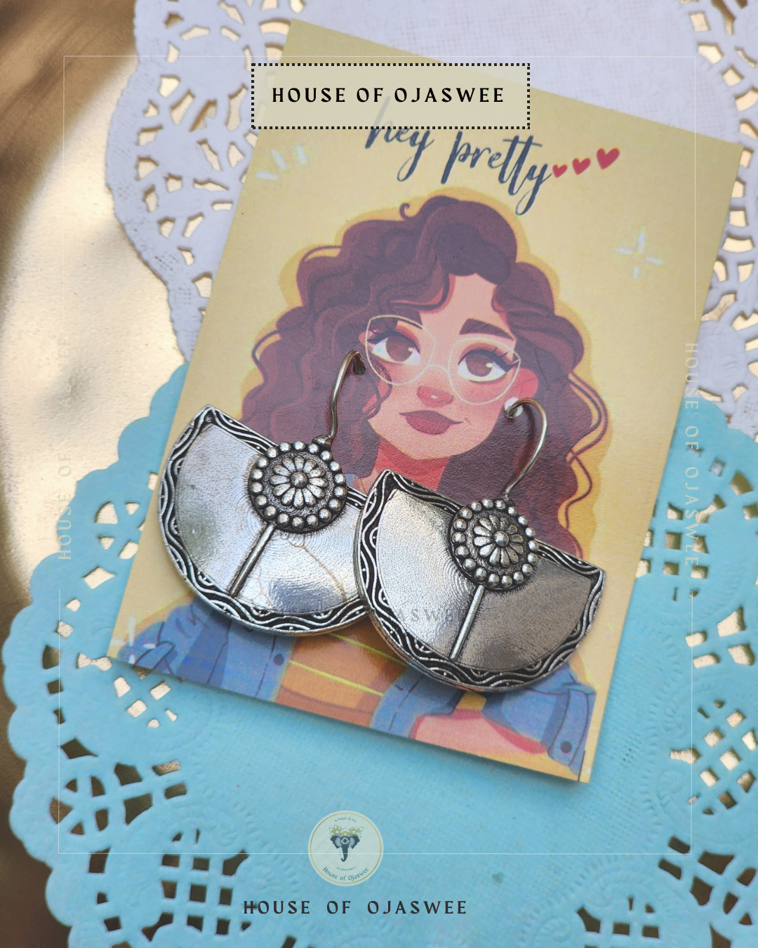 Oxidized Earrings semi circle