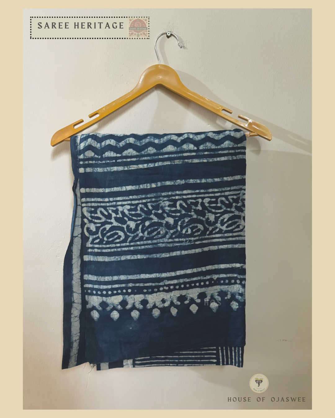  Indigo Blue Geometric  Printed Saree Mul Cotton 