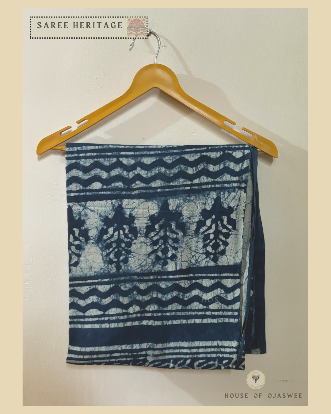  Indigo Blue Geometric  Printed Saree Mul Cotton 