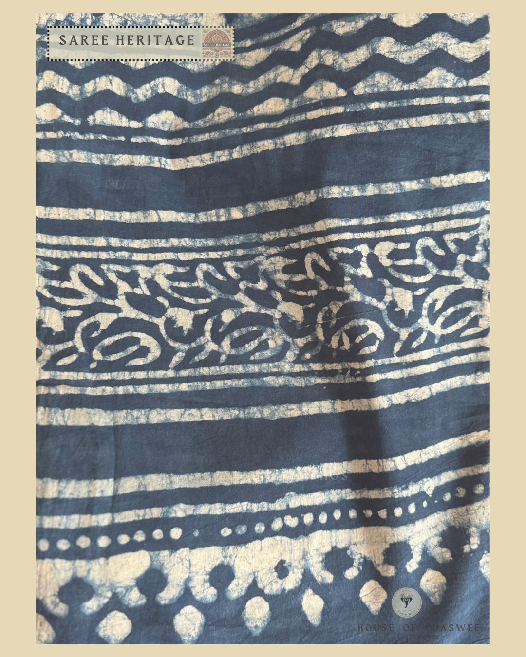  Indigo Blue Geometric  Printed Saree Mul Cotton 