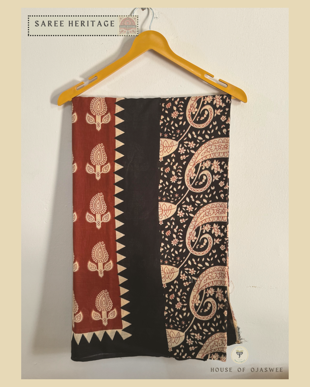  Red with Black Paisley Printed Saree 