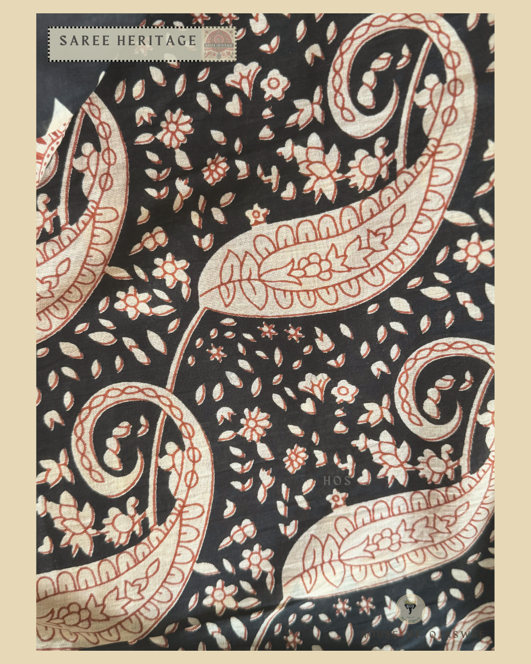  Red with Black Paisley Printed Saree 