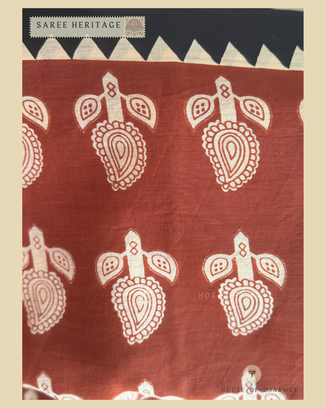  Red with Black Paisley Printed Saree 