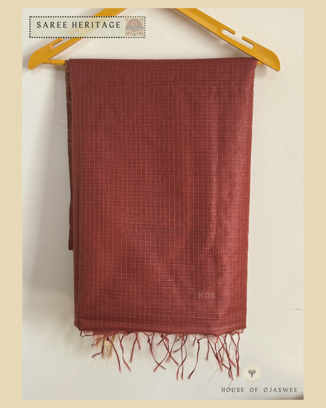Brown Kota Doria Silk Saree