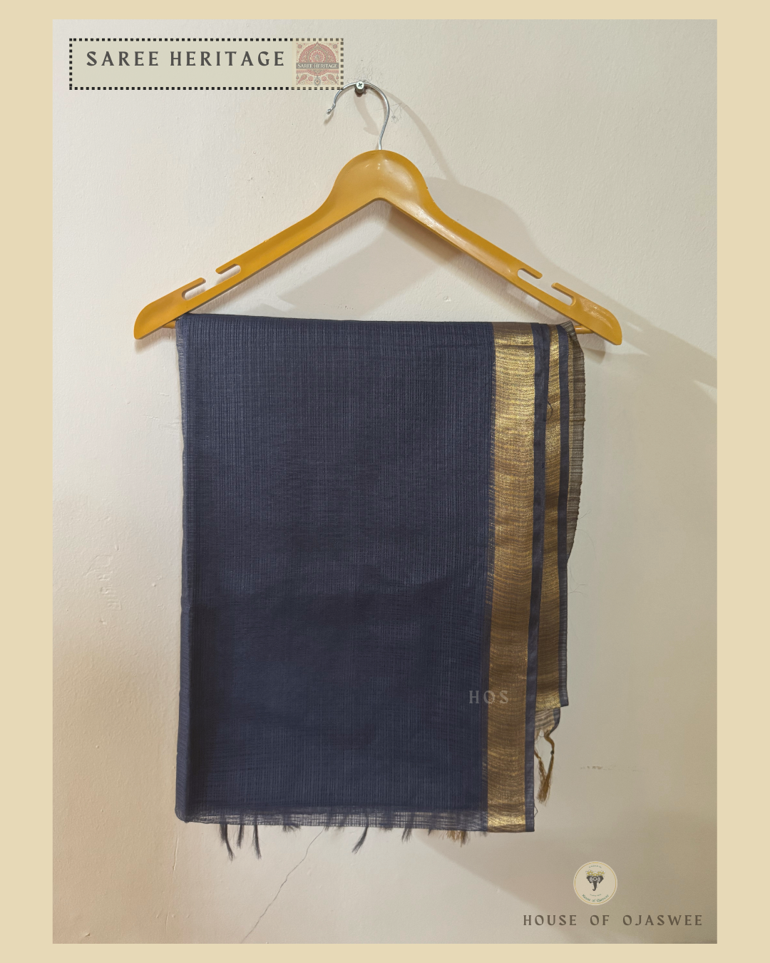 Navy Blue Kota Doria Silk Saree