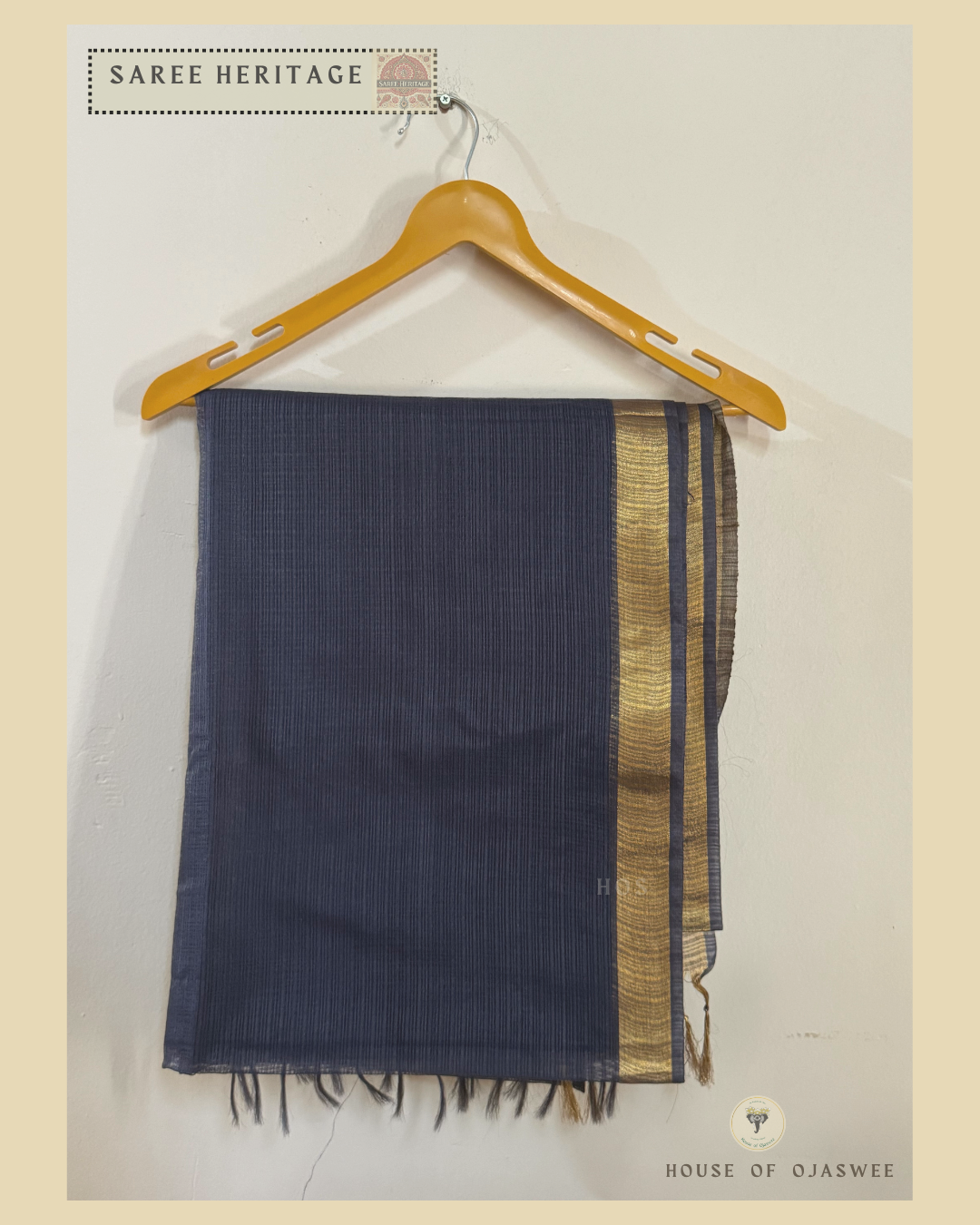 Navy Blue Kota Doria Silk Saree 