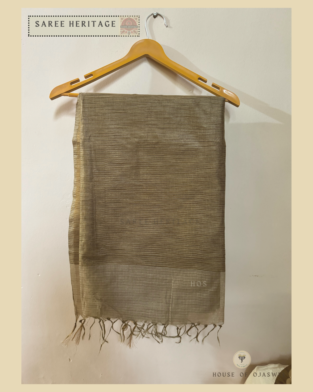 Beige Kota Doria Silk Saree 