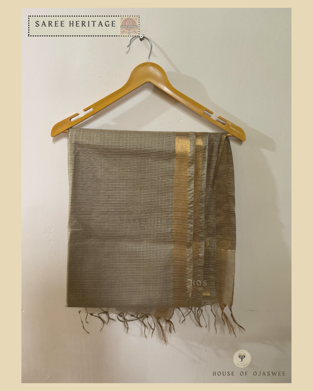 Beige Kota Doria Silk Saree 