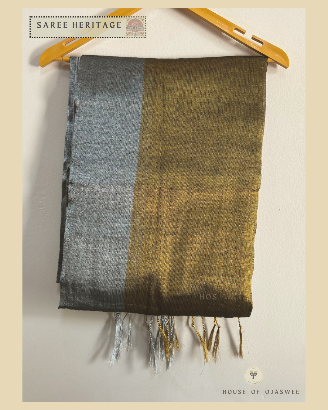 Metallic Gold Silver Tissue Silk Saree  