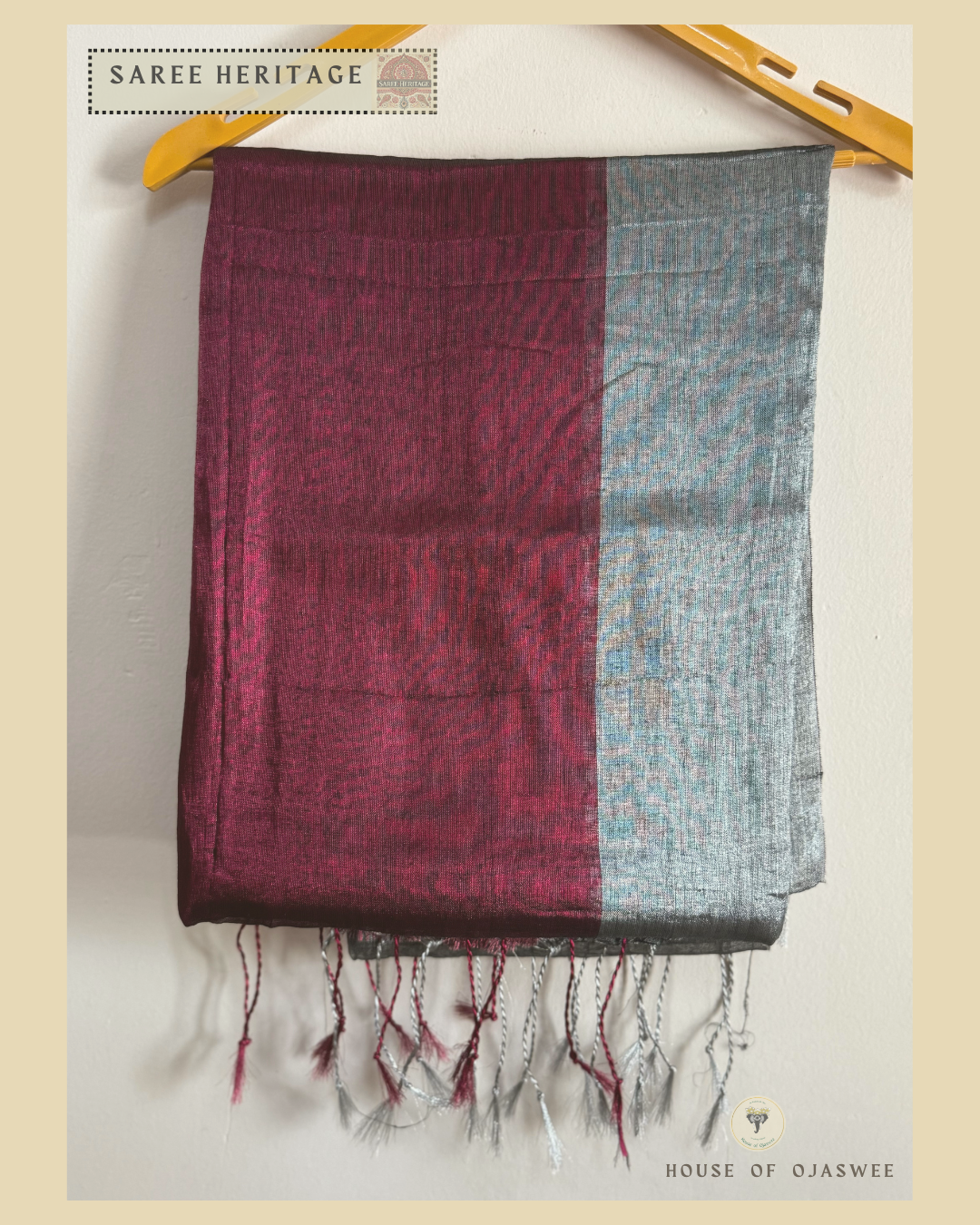 Metallic Magenta Silver Tissue Silk Saree