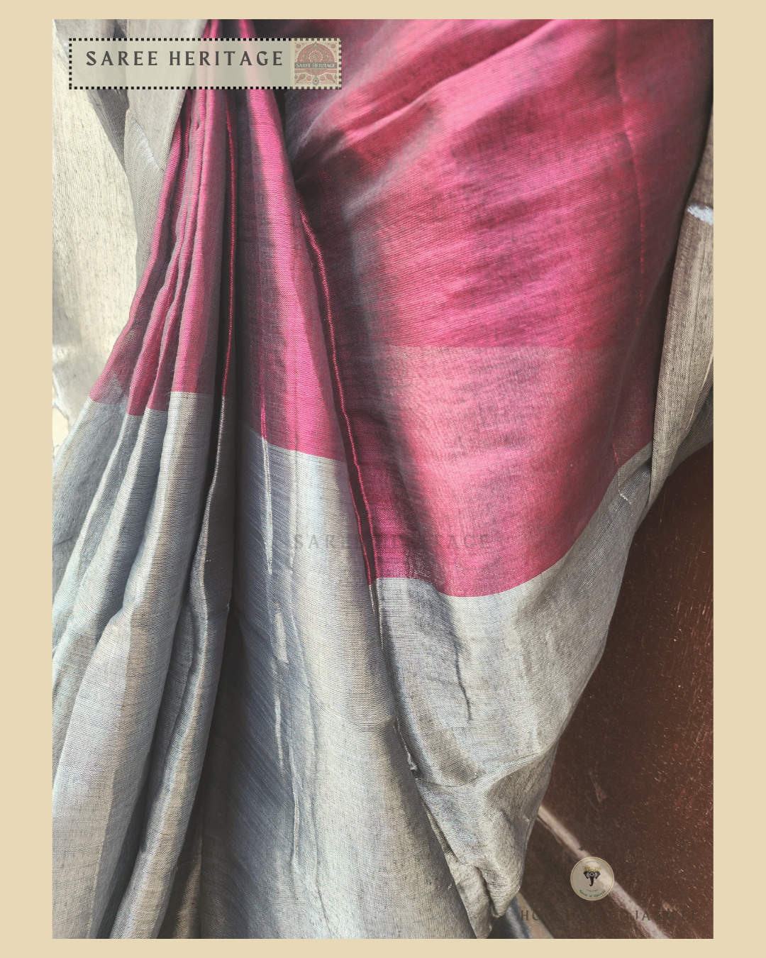 Metallic Magenta Silver Tissue Silk Saree 