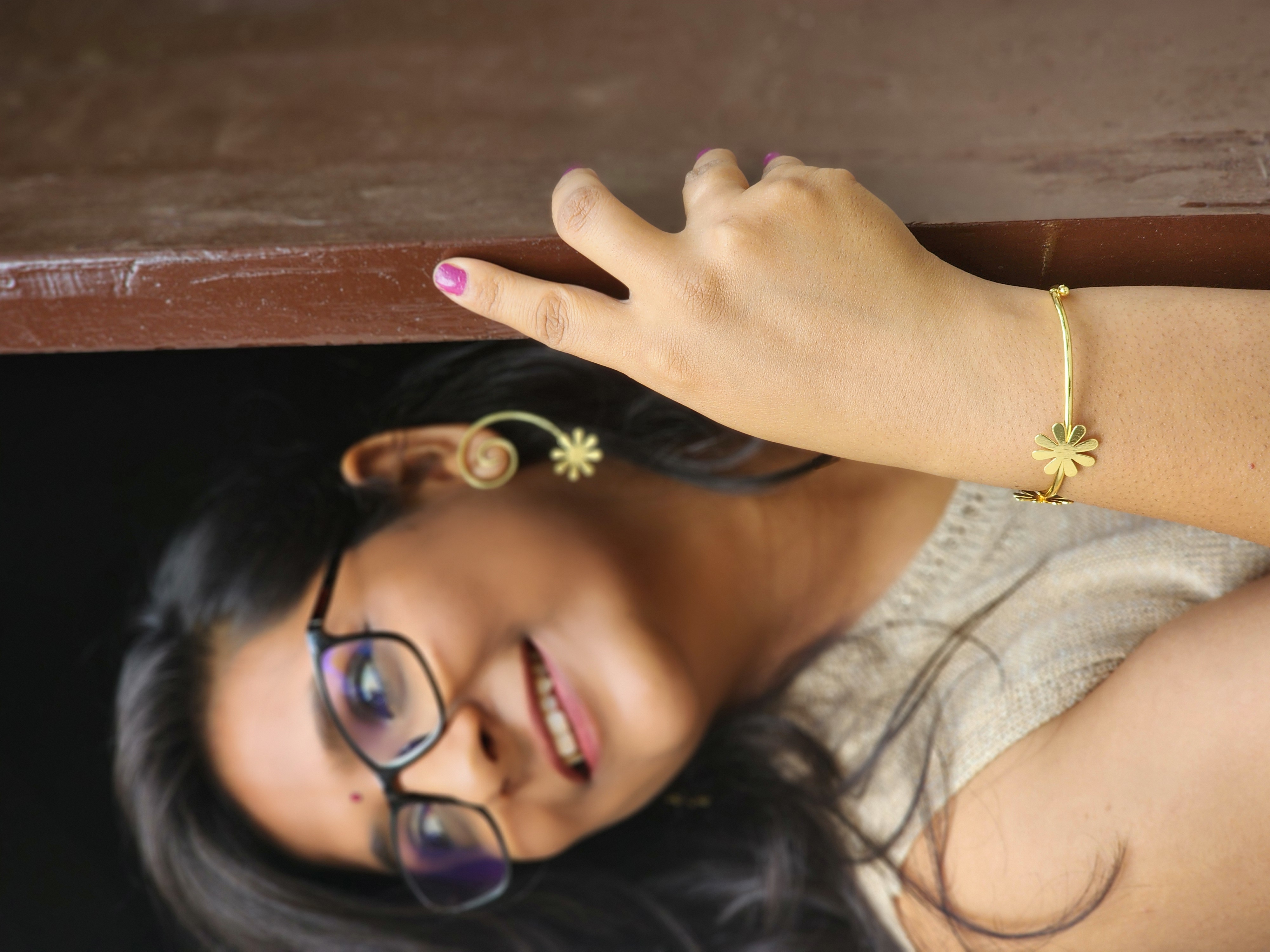 Elegant Flower - 1 Adjustable Kada and Earring