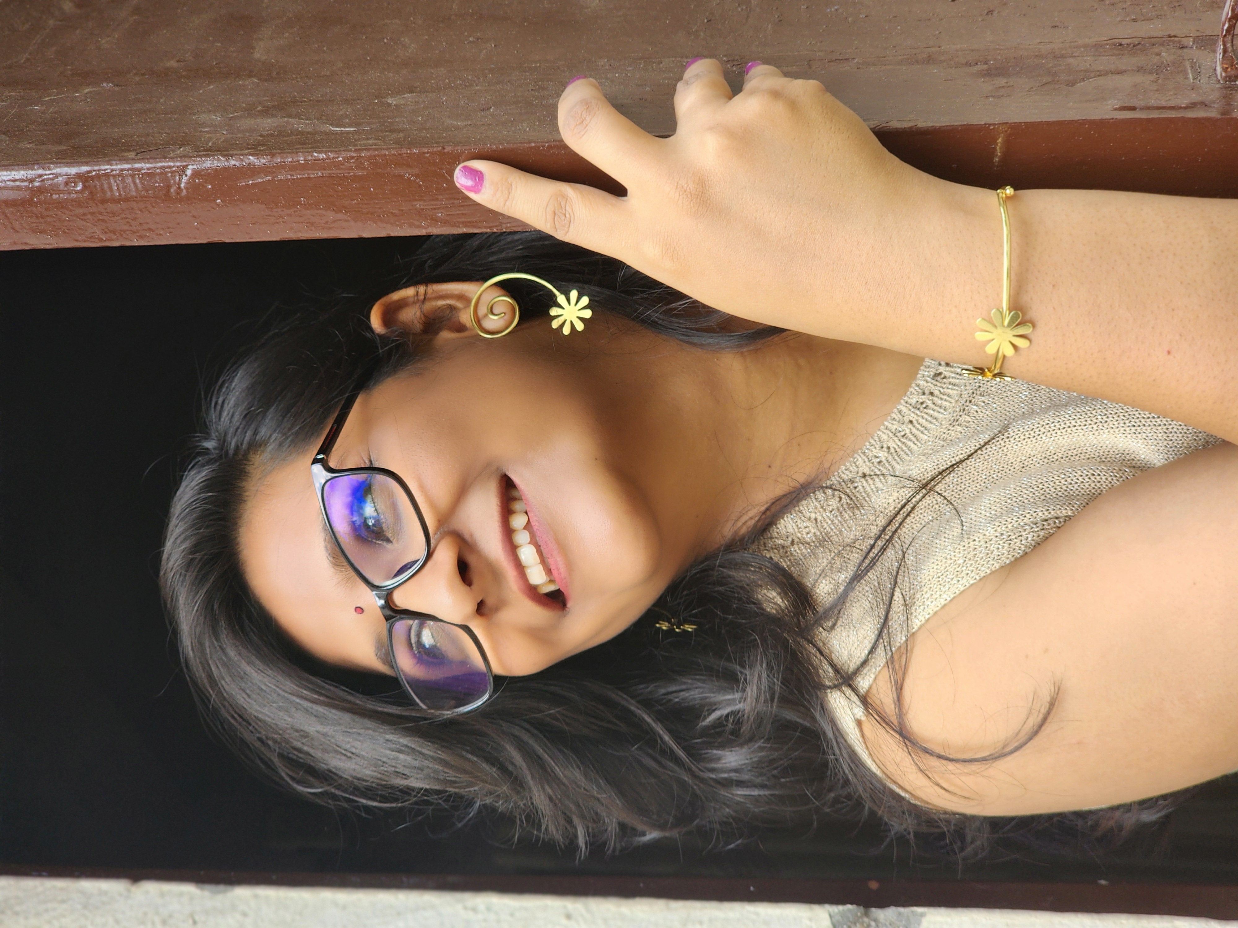 Elegant Flower - 1 Adjustable Kada and Earring