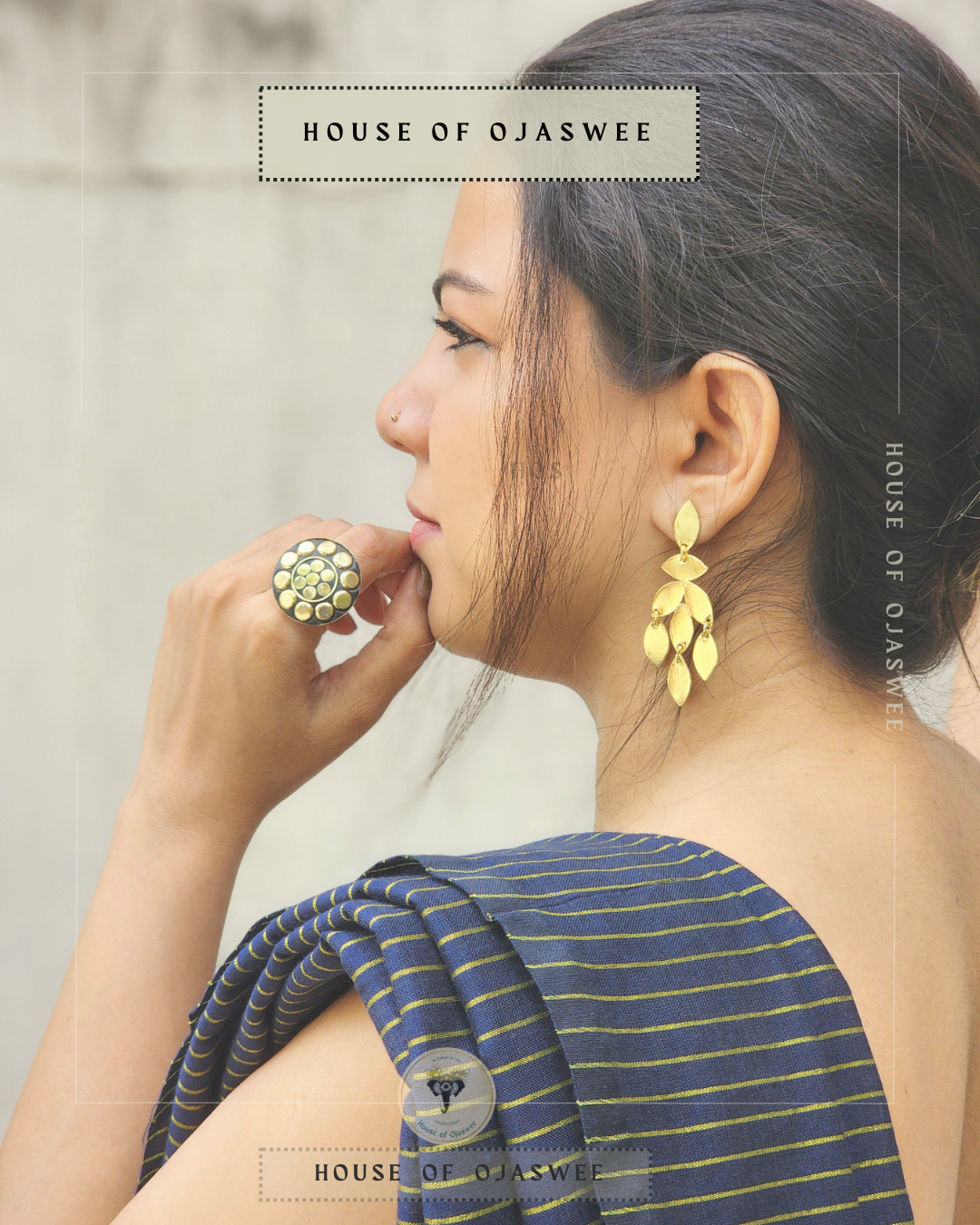 1 Adjustable Finger Ring and Layered Earring