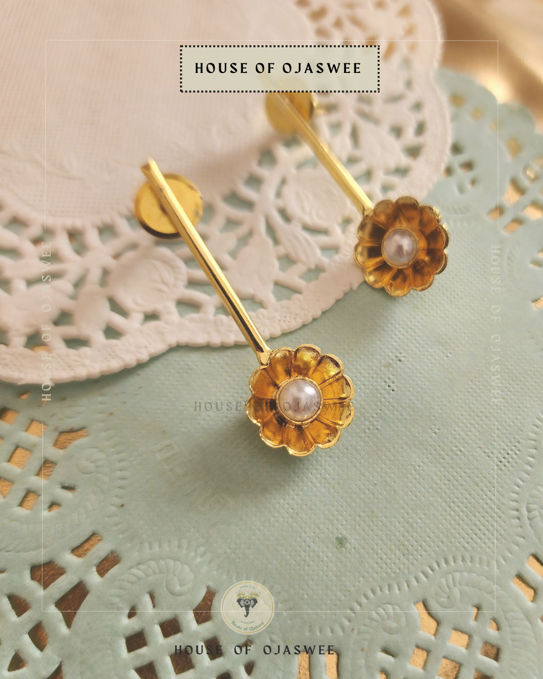 Engraved Flower - 1 Adjustable Kada and Earring